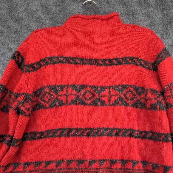Marsh Landing Women's Tunic Knit Sweater Red Large Fair Isle Pattern Mock Neck - Picture 6 of 11